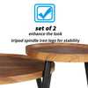 2PCS Walnut Wood Coffee Table Nesting Side Table with Metal Legs Room Apartment