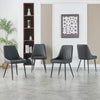 150cm Dining Table Set and 4 PU Leather Chairs Kitchen Marble Effect Grey Table