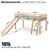 Kids Bunk Beds Mid Sleeper Pine Wooden 3FT Single Cabin Bed Frame Slide & Ladder