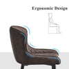2 Pcs Brown Faux Leather Bar StoolsDiamond Seat Dining Room Chairs Metal Legs