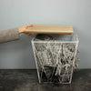 Geometric White Wire Square Wooden Side Basket Storage Unit Coffee Table Bedroom