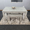 Grey Dining Table And 4 Chairs Dining Room Wood kitchen table and Leather chairs