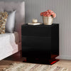 Black LED 3 Drawers Bedside Table High Gloss Cabinet Side End Table Living Room