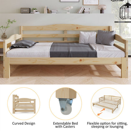 Day Bed 3ft Single Bed 90x190 cm with Trundle Sofa Bed Wooden Bed Frame BT