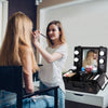 Lockable Makeup Case LED Lighted Table Desk Vanity Mirror 2-Tier Tray Carrying