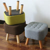 Square Footstool Upholstered Padded Stool Pouffe Seat Chairs Sturdy Wooden Legs