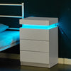 White High Gloss LED Bedside Tables Cabinets 3 Drawers Nightstand Modern Bedroom