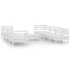 9 Piece Garden Set White Solid Pinewood E4K1