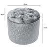 Round Pouffe Stool Seat Diamante Tufted Crushed Velvet Vanity Chair Footstool