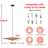 Retro Chandelier Ceiling Light Vintage Wood Woven Ceiling Lamp Dining Table Hang