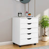 5-Drawer Mobile Wooden Dresser Chest Rolling Storage Cabinet Storage Cabinet