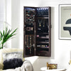 LED Lights Jewelry Cabinet Lockable Wall/Door Mounted Jewelry Armoire W/ Mirror