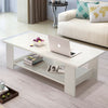 2 Tier Coffee End/Side Table Modern White Design with Storage Shelf Living Room