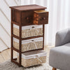 Chest of Drawers Cabinet Bedroom 2 Drawer 3 Baskets Wooden Wicker Living Room
