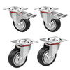 4x Heavy Duty 75mm Rubber Swivel Castor Wheels Trolley Furnitures Caster Black