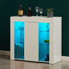 Modern Sideboard LED Cabinet Cupboard High Gloss wtih Doors Storage White Black