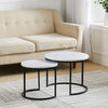 Set of 2 Modern Nesting Coffee Table Round Accent Cafe Table White Marble Effect