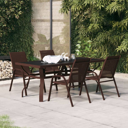 5 Piece Garden Dining Set Brown and Black I9R3