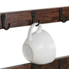 Rustic Distressed Wooden Mug Rack Wall Mounted with Shelf 12 Coffee Cup Hangers