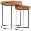 2 Piece Coffee Table Set Wood and Steel Furniture
