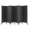 6-Panel Room Divider 172cm Folding Privacy Screen Rolling Portable Wall Divider