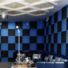48pcs Blue&Black Studuio Soundproofing Acoustic Wedge Foam Tiles Wall Panels UK
