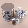 Revolving Rotating Steel 12/16 Jar Spice Rack Storage Glass Jars & Chrome Lids