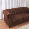 Retro Upholstered Chesterfield Tan Leather 3+2+1 Seater Sofa Settee Suite Couch