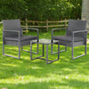 NEW 3 Piece Rattan Garden Furniture Bistro Set Chair Coffee Table Patio Cushions