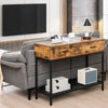 Industrial Console Table Narrow Sofa Side Table Hallway Table w/2-Drawer & Shelf