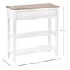 White Console Table Hallway Side Desk w/ Drawer 2 Shelves Worktop Retro Elegant
