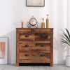 Rustic Brown Chest Of 4 Drawers Wooden Storage Unit Black Metal Handles Bedroom