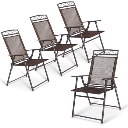 Set of 4 Folding Chairs Portable Metal Chairs for Outdoor Camping Lightweight