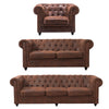 Retro Upholstered Chesterfield Tan Leather 3+2+1 Seater Sofa Settee Suite Couch