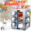 Revolving Rotating Steel 12/16 Jar Spice Rack Storage Glass Jars & Chrome Lids
