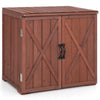 Outdoor Storage Shed Garden Patio Wood Utility Tool Cabinet W/Double Doors Brown
