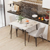 Industrial Square Marble Dining Table Kitchen Eating Table & Black Legs 4 Seater