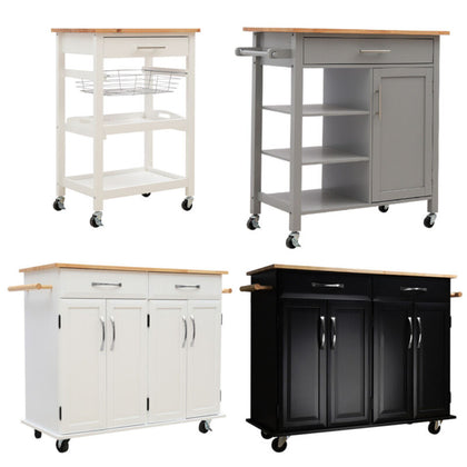 Mobile Kitchen Island Trolley Cart Storage Home Restaurant Serving Rack Carts