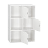 White Bookcase 6 Cube Storage Unit Wooden Bookshelf w/ Doors Living Room Office