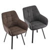Swivel Dining Chairs x 2 Faux Leather Padded Seat Brown Grey Dining room Kitchen