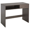 Modern Computer Work Desk Table Study w, Shelf Drawer Writing Station Grey