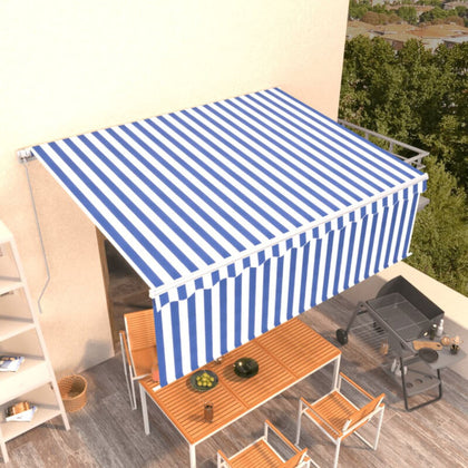 Manual Retractable Awning with Blind 4x3m Blue&White W8R7
