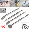 4 PIECES SDS CHISEL SET FOR HAMMER DRILL FLAT POINTED GROOVE GOUGE 250mm MASONRY