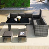 7 Seater Rattan Garden Patio Corner Sofa Set with Side Storage and Cushions QR