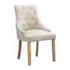 2x Accent Dining Chairs Fabric Upholstered Button Tufted Lounge Room Home Beige