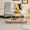Modern Faux Marble Coffee Table 2-Tier Rectangular Chic Cocktail Accent Table