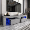 Grey 200cm TV Unit Cabinet Stand Cupboard High Gloss Drawers,LED Light,Up to 85"