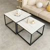 Nest of 2 Square End/Side Table Living Room Marble Coffee Table Scratch-proof