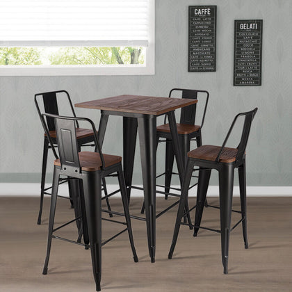 Industrial Bar Stools Table Set Vintage Tall Chair Metal Breakfast Dining Set UK