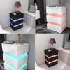 High Gloss 3 Drawers RGB LED Light Bedside Table Nightstand Cabinet Nightstand